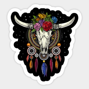 Cow Skull Dream Catcher Sticker